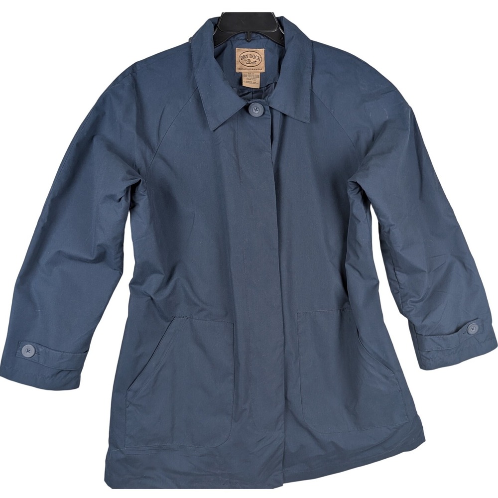 Dry‎ Dock by Sethi Womens Size 12 Blue Polyester Exclusive Rainwear Jacket Coat